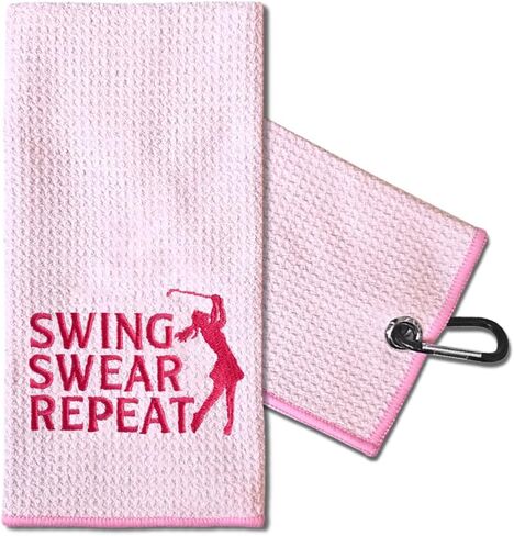 TOUNER Hole in One Embroidered Golf Towels for Golf Bags with Clip, Funny Pink Golf Towel Gifts for Aunt Sister Girlfriend Daughter, Golf Accessories for Women Golf Fan, Mother's Day Birthday Gifts in Kuwait