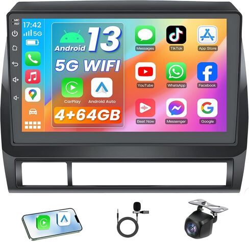 ستيريو راديو السيارة لسيارة Toyota Tacoma 2005-2015: [4-core+2G+64G] شاشة لمس 9 بوصة 1280 * 800 - 5GWiFi Wireless Carplay & Android Auto HD Backup Camera GPS SWC FM MIC in Kuwait
