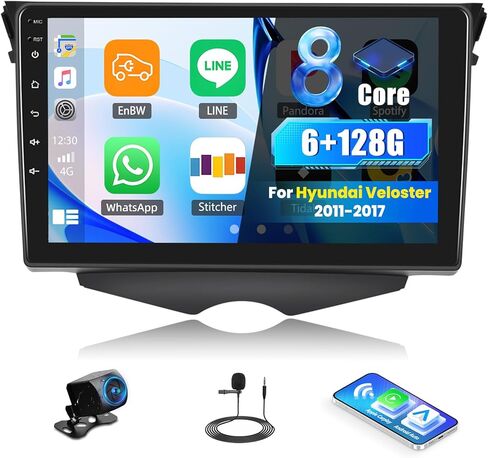 [2+64G] ستيريو سيارة Android 13 لسيارة Hyundai Veloster 2011-2017 مع Carplay اللاسلكي وAndroid Auto، راديو سيارة بشاشة تعمل باللمس 9 بوصة مع وصلة مرآة بلوتوث FM/RDS WiFi GPS EQ SWC+ كاميرا احتياطية in Kuwait