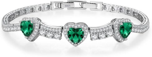 Tennis Heart Birthstone Bracelets Sterling Silver Bracelets Charm Jewelry Birthday Gifts for Women,Girlfriend,Wife,Mom - Graduation, Friendship,Birthday, Anniversary in Saudi Arabia
