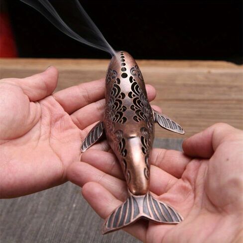 1pc Incense Holder, Whale Incense Burner, Statue Desktop Ornaments, Sea Animal Figurines Incense, for Living Room Home Decorations Accessories, Ocean Decorations, Farmhouse Décor (red Copper) in Saudi Arabia
