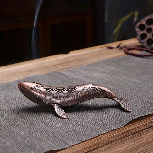 1pc Incense Holder, Whale Incense Burner, Statue Desktop Ornaments, Sea Animal Figurines Incense, for Living Room Home Decorations Accessories, Ocean Decorations, Farmhouse Décor (red Copper) in Saudi Arabia