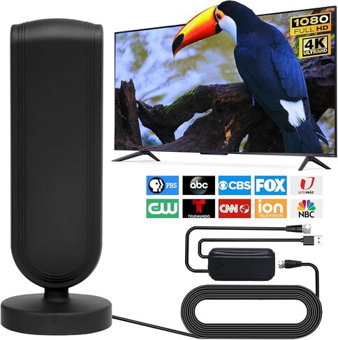 2025 Ultra HD TV Antenna, Long Range Indoor Digital Antenna with Signal Booster for Local Channels, Supports 4K 1080p for Smart ATSC 3.0 TV and Older TVs - 16.5ft Coax Cable in Saudi Arabia
