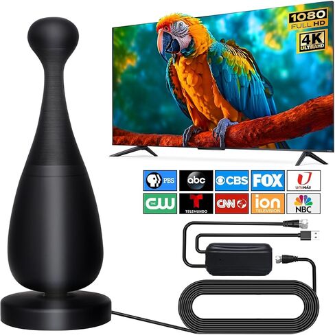 2025 Ultra HD TV Antenna, Long Range Indoor Digital Antenna with Signal Booster for Local Channels, Supports 4K 1080p for Smart ATSC 3.0 TV and Older TVs - 16.5ft Coax Cable in Saudi Arabia