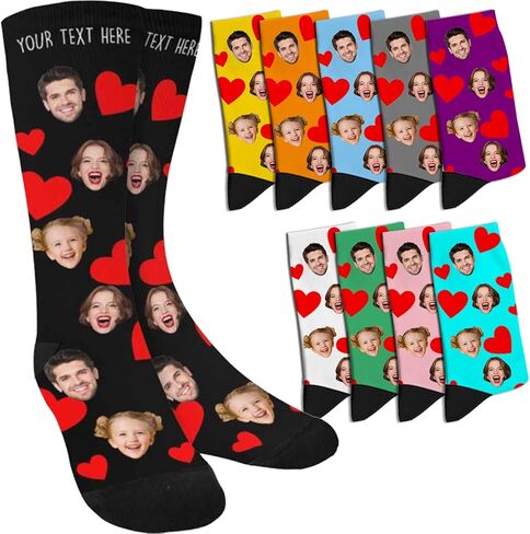 Custom Valentine's Day Face Novelty Socks Personalized valentine Photo Name Unisex Crew Sock for Men Women Gifts Anniversary in Saudi Arabia