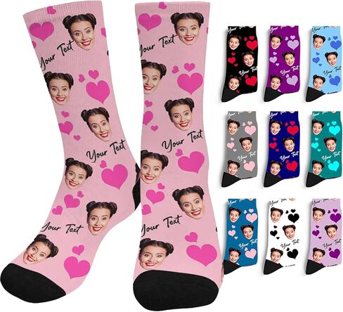 Custom Valentine's Day Face Novelty Socks Personalized valentine Photo Name Unisex Crew Sock for Men Women Gifts Anniversary in Saudi Arabia