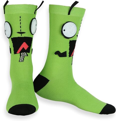 جوارب Invader Zim للرجال بتصميم GIR ثلاثي الأبعاد، جوارب دائرية لمنتصف الساق، زوج واحد يناسب مقاس الحذاء 8-12 in Kuwait