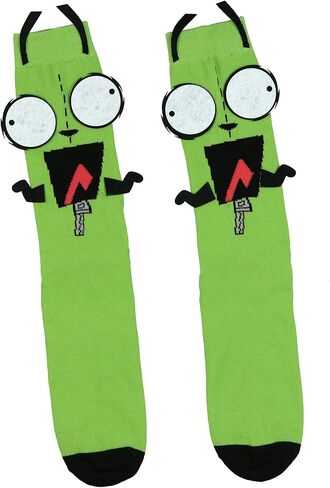 جوارب Invader Zim للرجال بتصميم GIR ثلاثي الأبعاد، جوارب دائرية لمنتصف الساق، زوج واحد يناسب مقاس الحذاء 8-12 in Kuwait