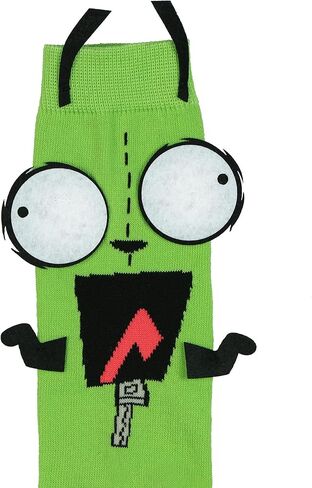 جوارب Invader Zim للرجال بتصميم GIR ثلاثي الأبعاد، جوارب دائرية لمنتصف الساق، زوج واحد يناسب مقاس الحذاء 8-12 in Kuwait