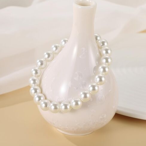 Pearl Stretch Bracelet for Women, 8mm White Beaded Elastic Bracelet Adjustable Trendy Wedding Jewelry Gift in Saudi Arabia