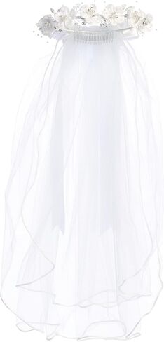 Pink Princess Holy First Communion Veil for Girls 7-16 - 1st Communion Veils for Girls - White veil for kids - Velos para Primera Comunion in Saudi Arabia