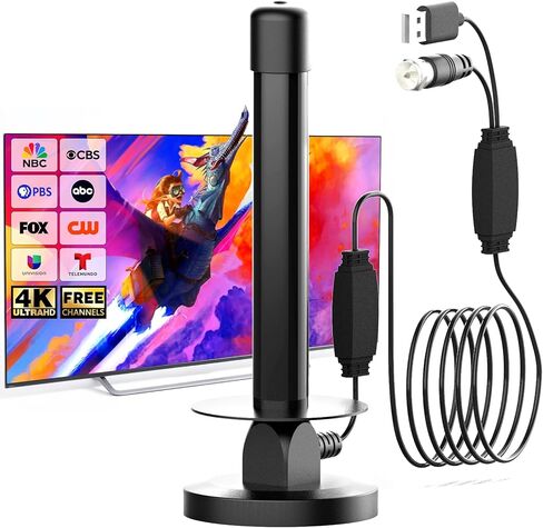 Indoor Digital TV Antenna – Quick Installation, Extended Range Reception for Local Channels, Supports 4K/1080P Smart TVs – Includes 9.84 FT Coax Cable in Saudi Arabia