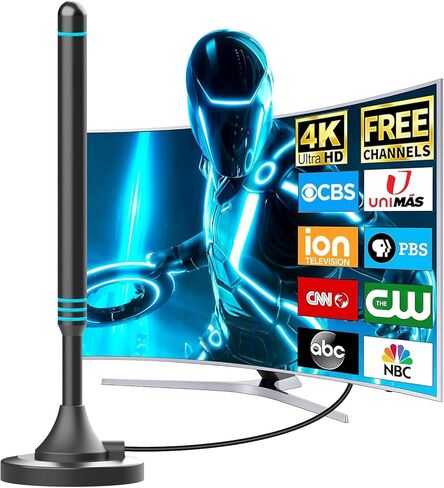 Indoor Digital TV Antenna – Quick Installation, Extended Range Reception for Local Channels, Supports 4K/1080P Smart TVs – Includes 9.84 FT Coax Cable in Saudi Arabia