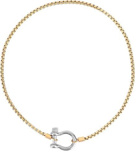 Carabiner Pendant Necklace, Stainless Steel Screw Anchor Shackle Necklace Foxtail Wheat Chain with Nautical Sailor Clasp for Women Men Fashion Jewelry Accessories in Saudi Arabia