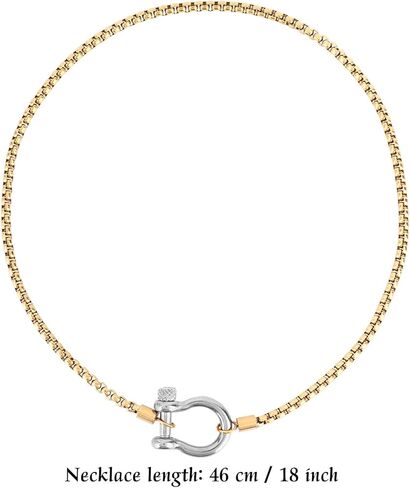 Carabiner Pendant Necklace, Stainless Steel Screw Anchor Shackle Necklace Foxtail Wheat Chain with Nautical Sailor Clasp for Women Men Fashion Jewelry Accessories in Saudi Arabia