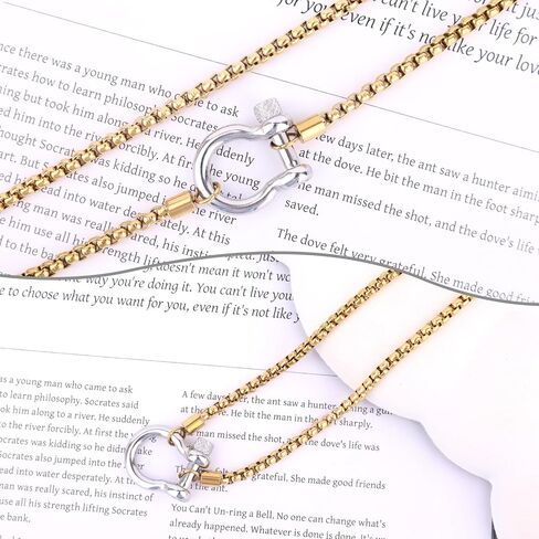 Carabiner Pendant Necklace, Stainless Steel Screw Anchor Shackle Necklace Foxtail Wheat Chain with Nautical Sailor Clasp for Women Men Fashion Jewelry Accessories in Saudi Arabia