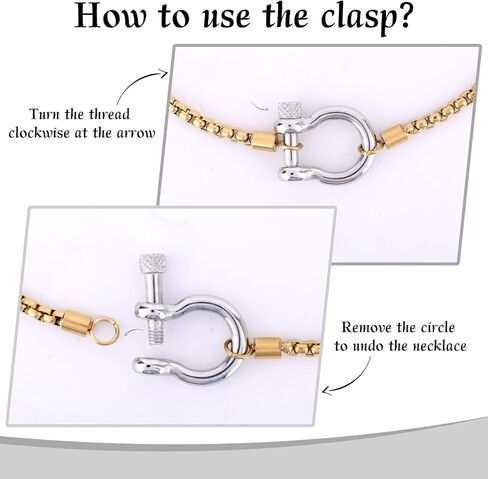 Carabiner Pendant Necklace, Stainless Steel Screw Anchor Shackle Necklace Foxtail Wheat Chain with Nautical Sailor Clasp for Women Men Fashion Jewelry Accessories in Saudi Arabia