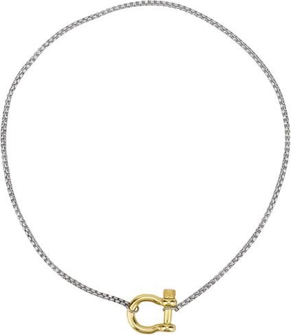 Carabiner Pendant Necklace, Stainless Steel Screw Anchor Shackle Necklace Foxtail Wheat Chain with Nautical Sailor Clasp for Women Men Fashion Jewelry Accessories in Saudi Arabia