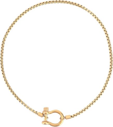 Carabiner Pendant Necklace, Stainless Steel Screw Anchor Shackle Necklace Foxtail Wheat Chain with Nautical Sailor Clasp for Women Men Fashion Jewelry Accessories in Saudi Arabia