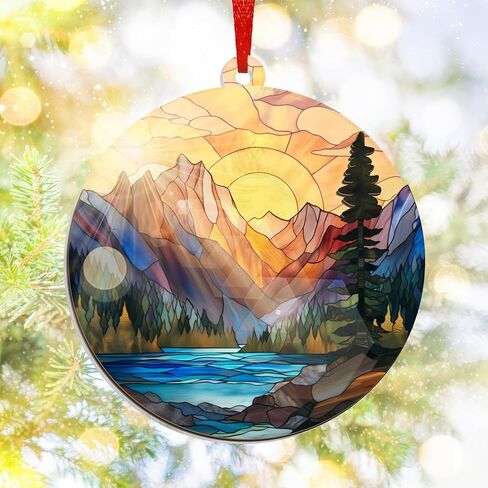 Christmas Fishing Gifts for Men, Fishing Ornament - Suncatcher Christmas Ornaments 2025 - Fish Ornaments for Tree, Sports Gifts for Fisherman, Fish Ornament, Sports Gift for Men Dad Grandpa in Saudi Arabia