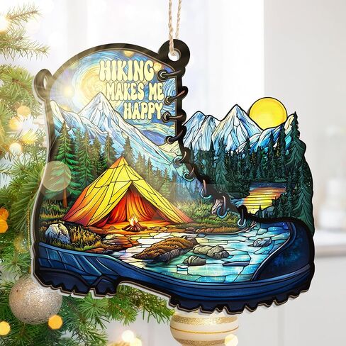 Christmas Fishing Gifts for Men, Fishing Ornament - Suncatcher Christmas Ornaments 2025 - Fish Ornaments for Tree, Sports Gifts for Fisherman, Fish Ornament, Sports Gift for Men Dad Grandpa in Saudi Arabia