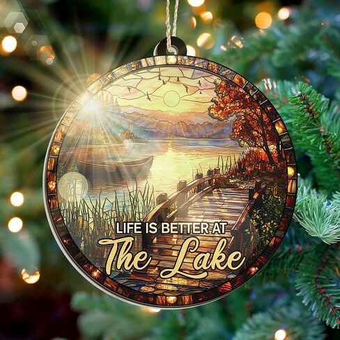 Christmas Fishing Gifts for Men, Fishing Ornament - Suncatcher Christmas Ornaments 2025 - Fish Ornaments for Tree, Sports Gifts for Fisherman, Fish Ornament, Sports Gift for Men Dad Grandpa in Saudi Arabia