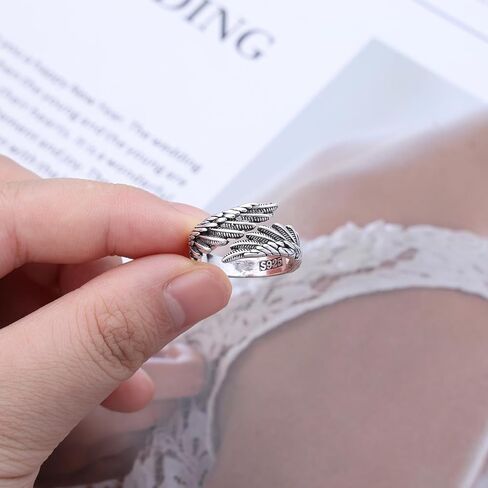 Boho Angel Wing Finger Ring Gold Guardian Angel Ring Wing Vintage Angel Feather Wrap Open Ring Adjustable Stacking Ring Jewelry for Women in Saudi Arabia
