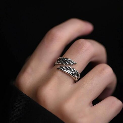 Boho Angel Wing Finger Ring Gold Guardian Angel Ring Wing Vintage Angel Feather Wrap Open Ring Adjustable Stacking Ring Jewelry for Women in Saudi Arabia