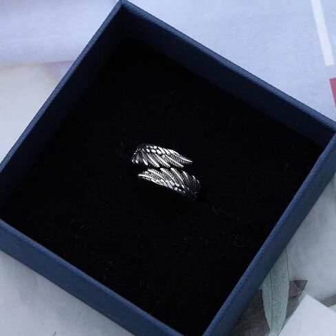 Boho Angel Wing Finger Ring Gold Guardian Angel Ring Wing Vintage Angel Feather Wrap Open Ring Adjustable Stacking Ring Jewelry for Women in Saudi Arabia
