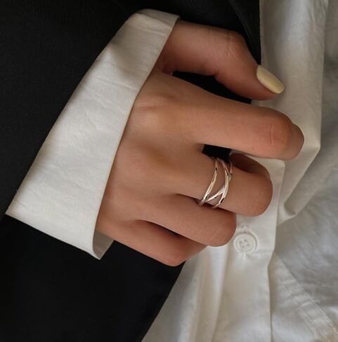 925 Sterling Silver Celtic Knot Open Rings for Women, Size 7 Dainty Adjustable Stacking Minimalist Cross Line Band Ring Valentine Prom Festival Jewelry Gift. in Saudi Arabia