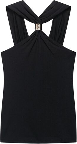 Verdusa Women's Summer Going Out Tops Festival Outfits Metal Criss Cross Sleeveless Halter Top in Saudi Arabia