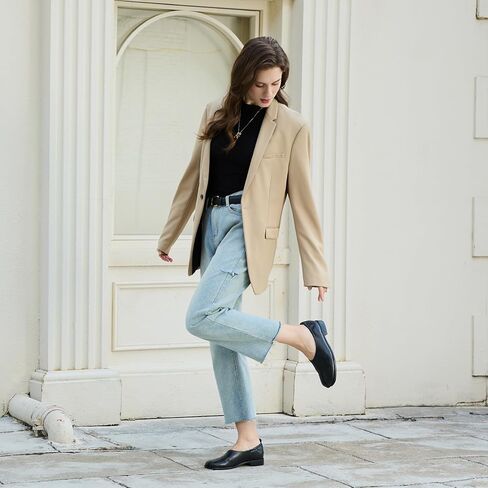 Split Toe Tabi Flats Retro Women Block Low Heels Loafers Shoes Solid Color Soft Vegan Leather Slip On Casual Lazy Shoes in Saudi Arabia