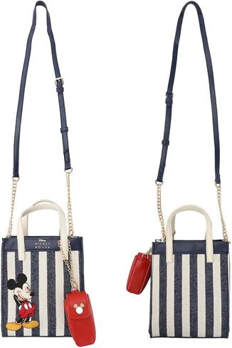 Bioworld Disney Bashful Mickey Pose 11.3" Blue & White Striped Crossbody Bag in Saudi Arabia