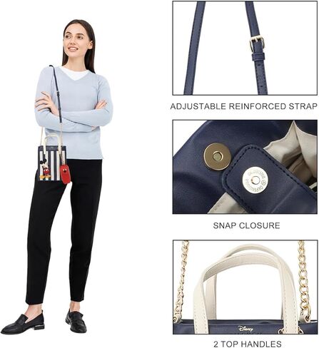 Bioworld Disney Bashful Mickey Pose 11.3" Blue & White Striped Crossbody Bag in Saudi Arabia