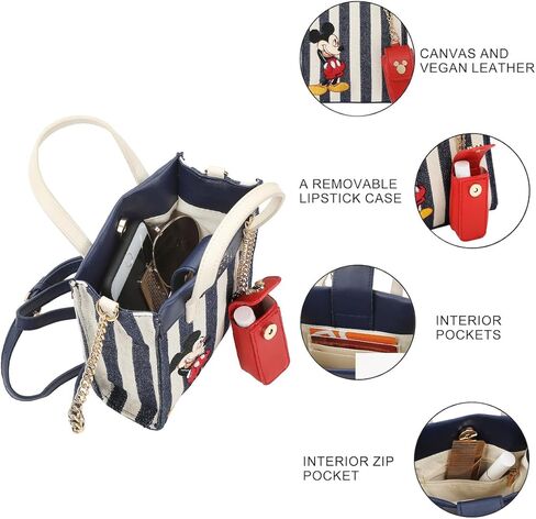 Bioworld Disney Bashful Mickey Pose 11.3" Blue & White Striped Crossbody Bag in Saudi Arabia