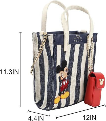 Bioworld Disney Bashful Mickey Pose 11.3" Blue & White Striped Crossbody Bag in Saudi Arabia