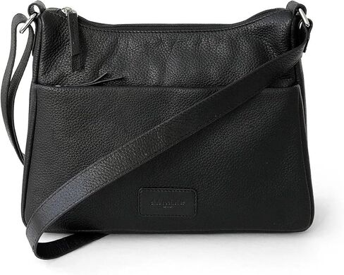 Club Rochelier Ladies Leather Medium Multi Zip Crossbody Bag Black in Saudi Arabia