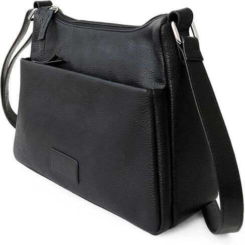 Club Rochelier Ladies Leather Medium Multi Zip Crossbody Bag Black in Saudi Arabia