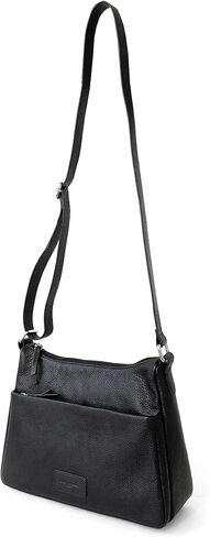 Club Rochelier Ladies Leather Medium Multi Zip Crossbody Bag Black in Saudi Arabia