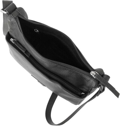 Club Rochelier Ladies Leather Medium Multi Zip Crossbody Bag Black in Saudi Arabia