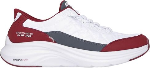 Skechers - Mens Contour Foam - Cozy Fit Slip On Shoes, Color White/Burgundy, Size: 9.5 M US in Saudi Arabia