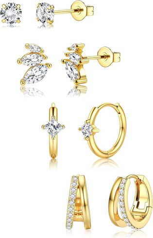 YADOCA Small Hoop Earrings for Women - 14K Gold Plated Stud Hoop Earrings Set Hypoallergenic Surgical Steel Cartilage Earring Stacks Dainty Dangle Huggie Earring Fashion Womens Jewelry in Saudi Arabia