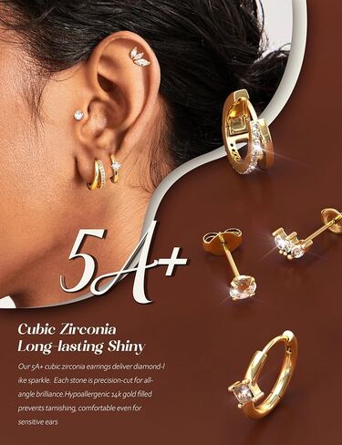 YADOCA Small Hoop Earrings for Women - 14K Gold Plated Stud Hoop Earrings Set Hypoallergenic Surgical Steel Cartilage Earring Stacks Dainty Dangle Huggie Earring Fashion Womens Jewelry in Saudi Arabia