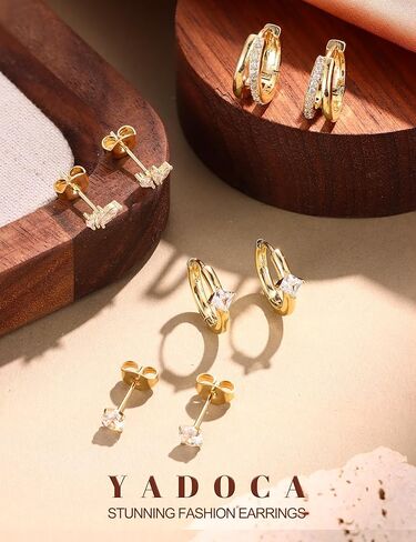 YADOCA Small Hoop Earrings for Women - 14K Gold Plated Stud Hoop Earrings Set Hypoallergenic Surgical Steel Cartilage Earring Stacks Dainty Dangle Huggie Earring Fashion Womens Jewelry in Saudi Arabia