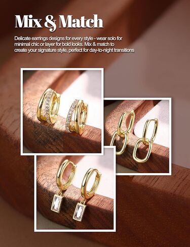YADOCA Small Hoop Earrings for Women - 14K Gold Plated Stud Hoop Earrings Set Hypoallergenic Surgical Steel Cartilage Earring Stacks Dainty Dangle Huggie Earring Fashion Womens Jewelry in Saudi Arabia