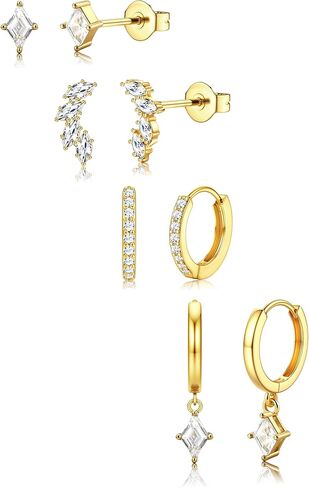 YADOCA Small Hoop Earrings for Women - 14K Gold Plated Stud Hoop Earrings Set Hypoallergenic Surgical Steel Cartilage Earring Stacks Dainty Dangle Huggie Earring Fashion Womens Jewelry in Saudi Arabia