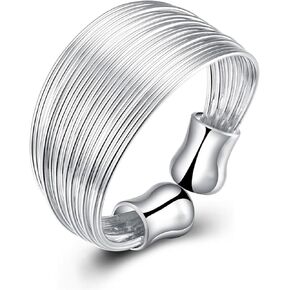 925 Sterling Silver Ring Minimalist High Polish Open Adjustable Rings Statement Ring Silver Jewelry for Women in Saudi Arabia