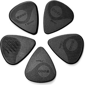 WINGO Guitar Picks with Grip Stamped, Non Slip Picks 5 Pack (073, 088, 1.0, 1.25, 1.5mm) for Acoustic Electric Guitar Bass- Yellowish Color. in Kuwait