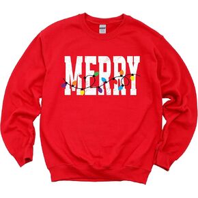 Olive Loves Apple Merry Matching Family Unisex Sweatshirt Festive Christmas Lights Sweater for Adults & Kids in Saudi Arabia