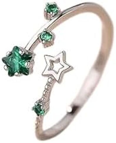 خاتم على شكل نجمة من الزركون الأرجواني من الفضة الإسترليني، خاتم على شكل نجمة حلم S925 قابل للتعديل مع لمسات كريستالية، مجوهرات عصرية للنساء in Kuwait